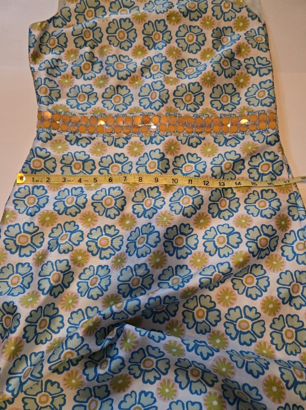 NWT Tory Burch Blue and Green Floral Midi Dress with Beaded Neckline - 8 - Picture 8 of 10
